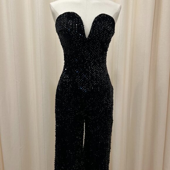 HYFVE - Sequined Velvet Strapless Jumpsuit - Picture 1 of 3